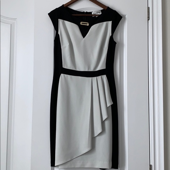 JOSEPH RIBKOFF Black and White Midi Dress - Picture 1 of 4